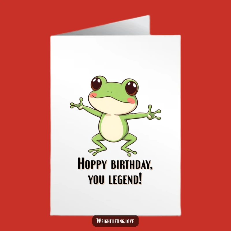 Free Printable Frog Stretch Birthday Card: Funny Legs Out Downloadable Gift