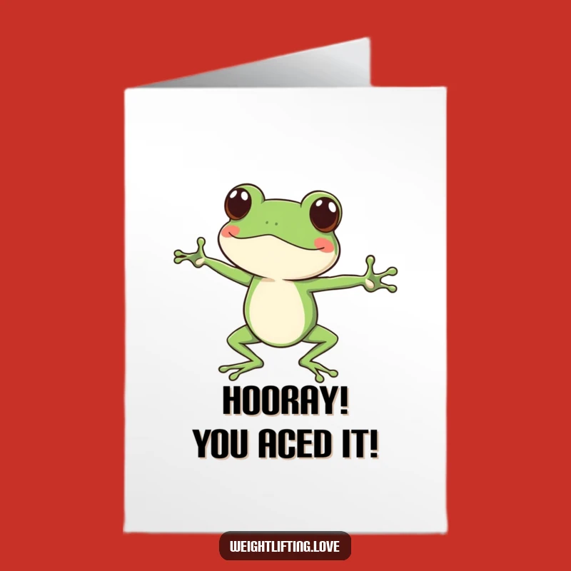 Free Printable Frog Stretch Congrats Card: Funny Legs Out Downloadable Gift