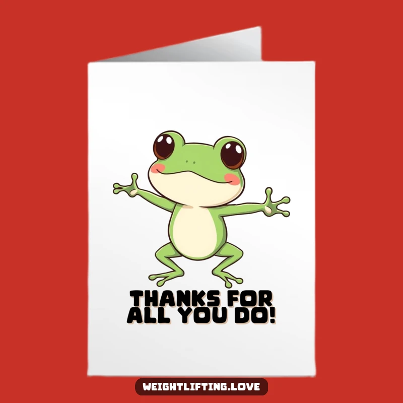Free Printable Frog Stretch Thank You Card: Legs Out Downloadable Gift