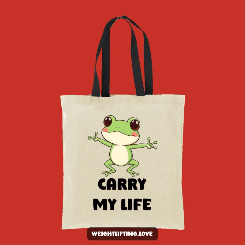 Funny Focused Frog Tote Bag - Carry Your Essentials with Flexible Humor